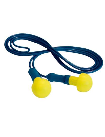 Gehörschutzstöpsel mit Kordel blau/gelb