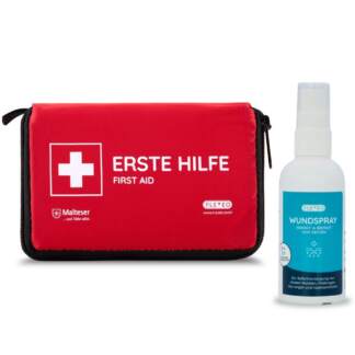 mini erste hilfe set in der frontansicht mit unserem wundspray