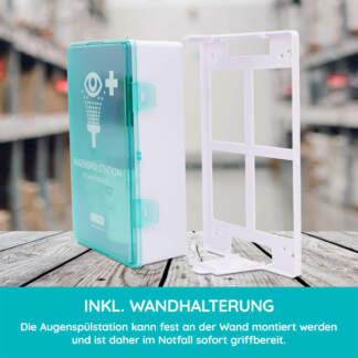 Augenspülstation inkl wandhalterung mit 500ml nacl und 250 ml phosphatpufferlösung
