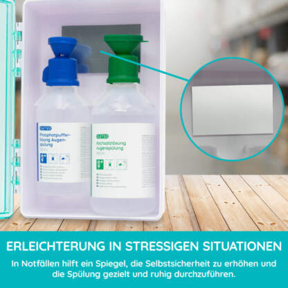 Inhalt der Augenspülstation inkl. wandhalterung und schrauben