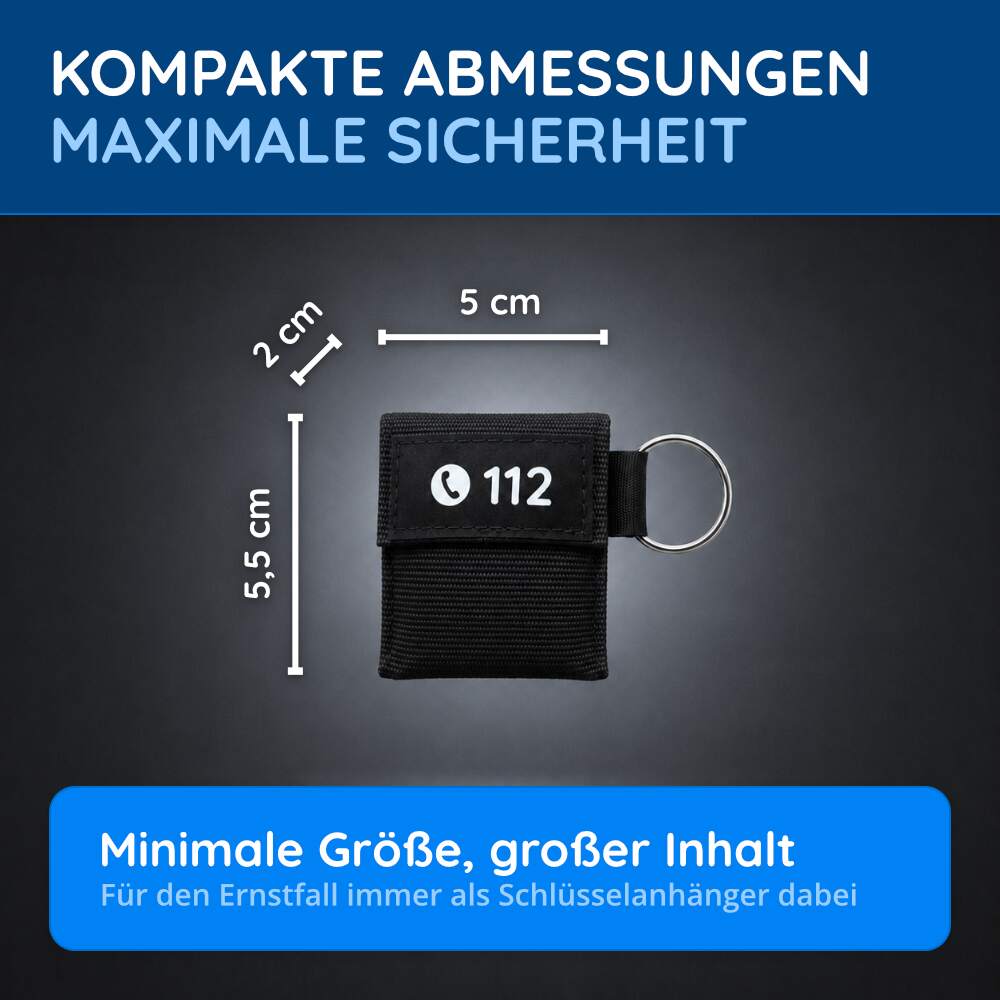 Beatmungstuch als Schlüsselanhänger, DIN 13154, 12 Stück, schwarz – Bild 6