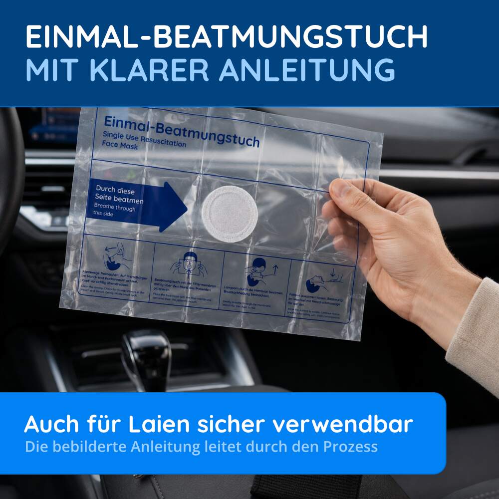 Beatmungstuch als Schlüsselanhänger, DIN 13154, 12 Stück, schwarz – Bild 7