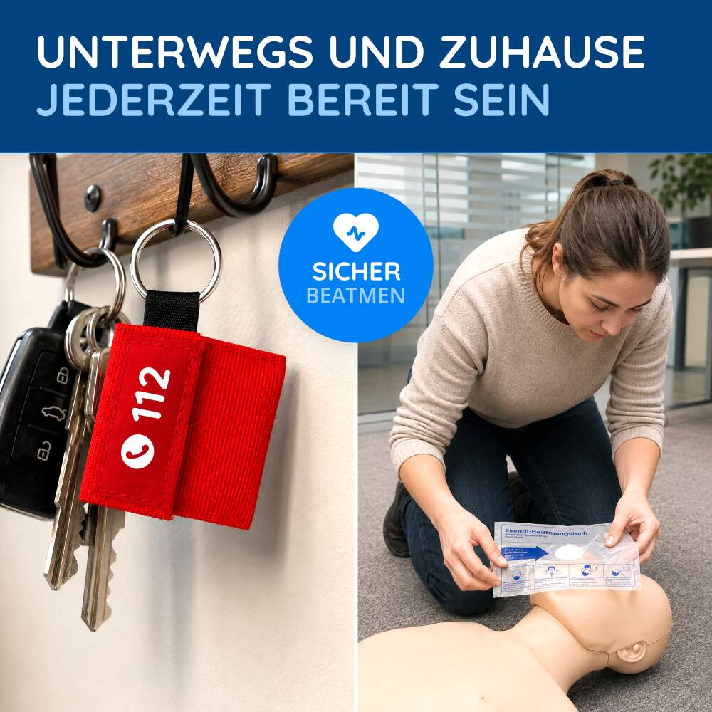 Beatmungstuch als Schlüsselanhänger, DIN 13154, 12 Stück, schwarz – Bild 8