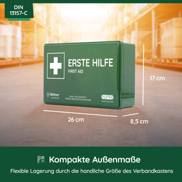 Betriebsverbandkasten DIN 13157, inkl. WERO SmartBox und FLEXEO Augenspülstation – Bild 2