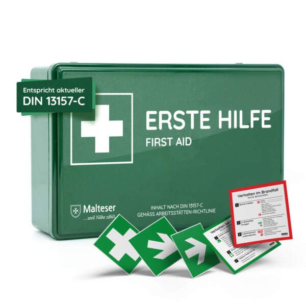 Betriebsverbandkasten DIN 13157 mit Wandhalterung