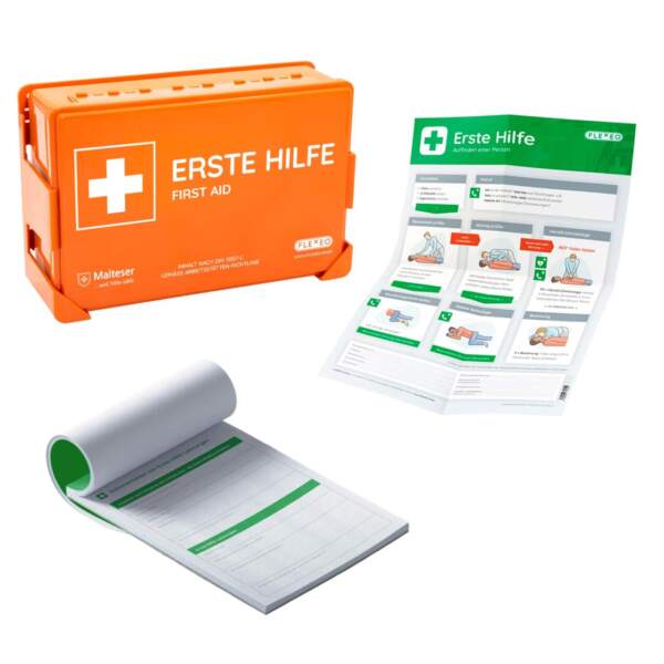 Betriebsverbandkasten Orange, DIN 13157, Komplettpaket Basic Plus
