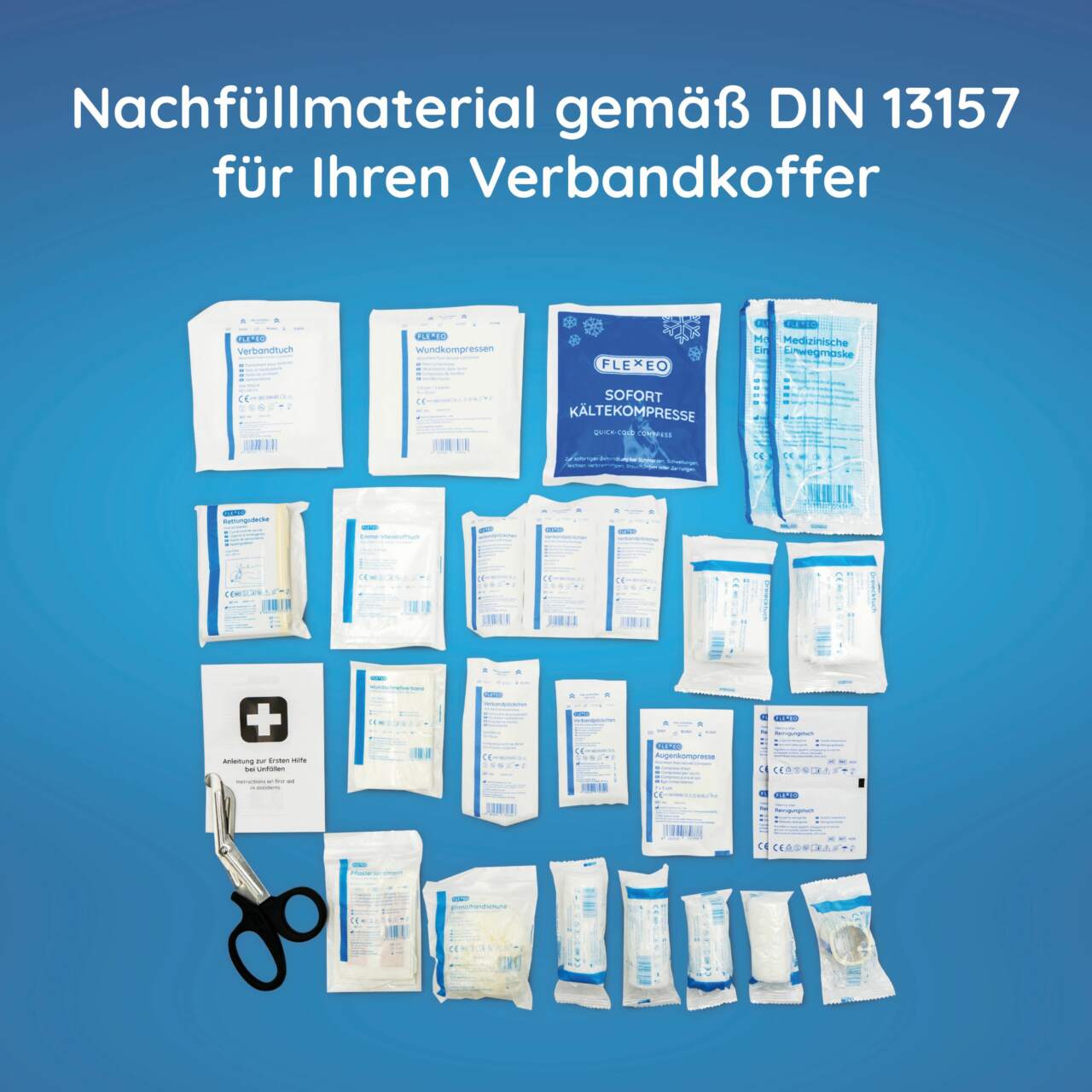 Erste-Hilfe-Notfallrucksack, gefüllt DIN 13157-2021