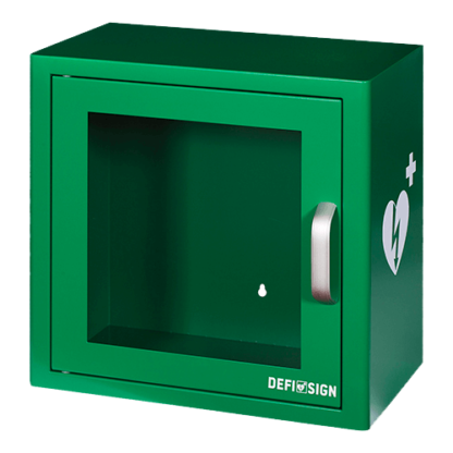 grüner AED Wandkasten ohne Inhalt