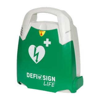 grüner DefiSign LIFE AED Halbautomat Seitenansicht