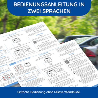 Bedienungsanleitung der elektronischen Parkscheibe in englisch und deutsch