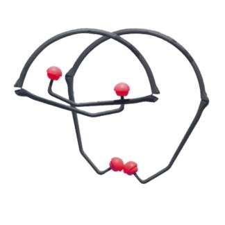 2 Paar Gehörschutzstöpsel mit schwarzem Bügel und roten Stöpseln