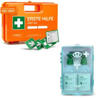 Erste-Hilfe-Koffer DIN 13157, inkl. FLEXEO Augenspülstation
