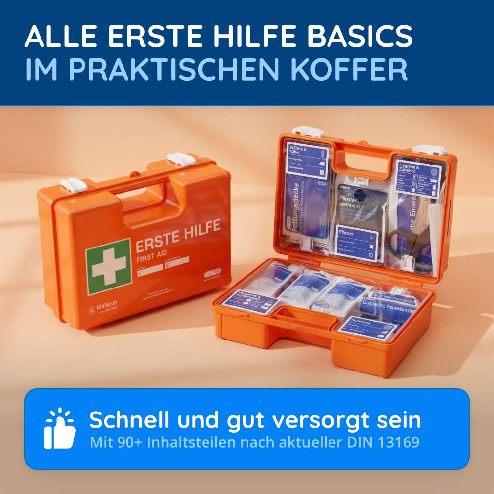 Erste-Hilfe-Koffer DIN 13169, orange, mit Wandhalterung – Bild 3