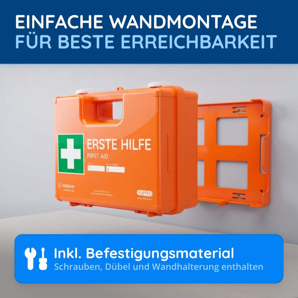 Erste-Hilfe-Koffer DIN 13169, orange, mit Wandhalterung – Bild 4