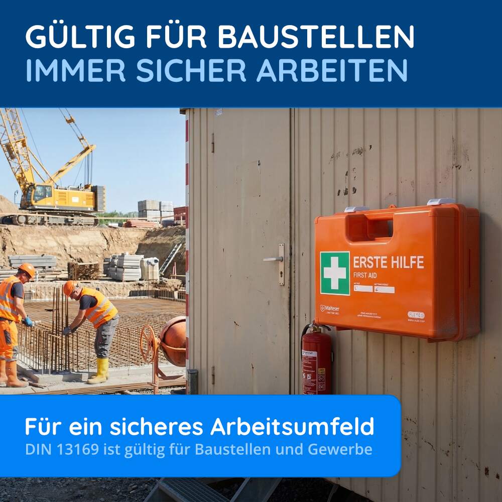 Erste-Hilfe-Koffer DIN 13169, orange, mit Wandhalterung – Bild 6