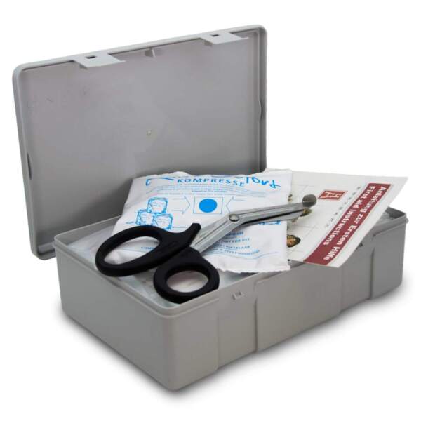 Betriebsverbandkasten Grau, DIN 13157, Komplettpaket Basic, (Sonderpreis wegen verkürztem MHD) – Bild 2