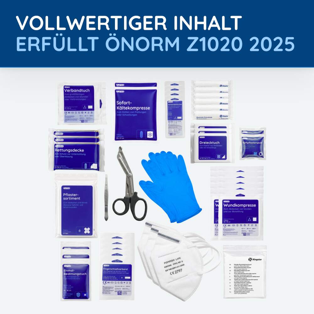 Erste-Hilfe-Koffer ÖNORM Z1020 (2025), orange, mit Wandhalterung – Bild 6
