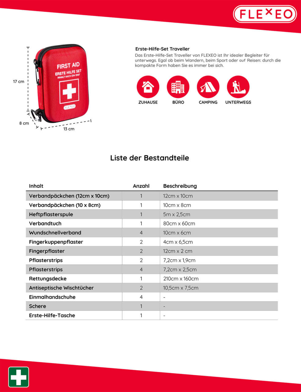 GoLab ® Motorrad Erste Hilfe Set - klein und kompakt, Verbandtasche nach  DIN 13167 mit Warnweste für alle europäischen Länder geeignet (Österreich