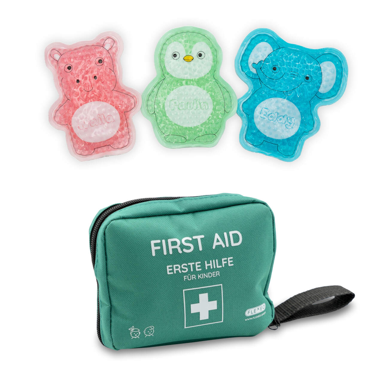 Erste-Hilfe-Set für Kinder, 47-teilig & Mehrfachkompressen kalt/warm  Kinder, 3er Set