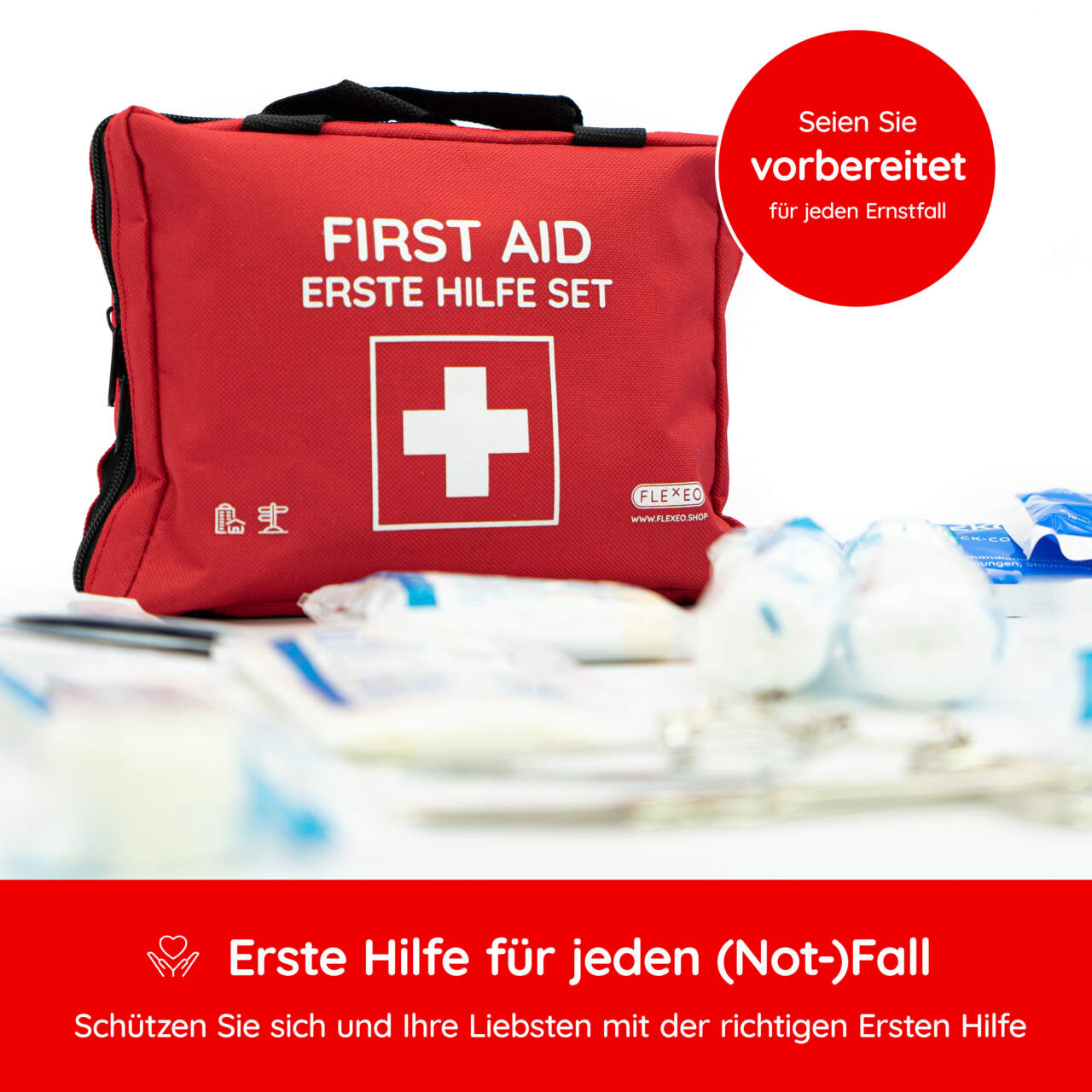 FLEXEO Erste-Hilfe-Set für Kinder & 25 Brechbeutel, (Reiseset, 1 St), für  Reisen & Ausflüge