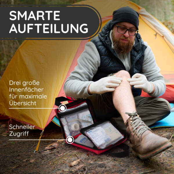 erste hilfe tasche ist smart aufgeteilt