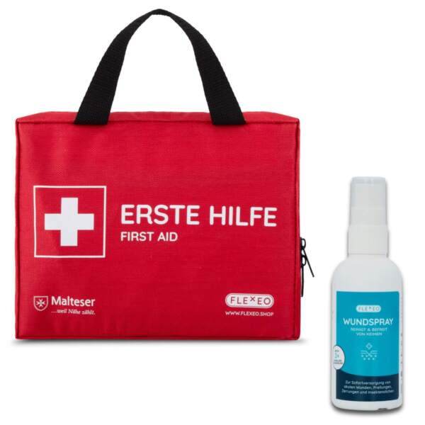 Erste-Hilfe-Tasche Discovery, rot & Wundspray