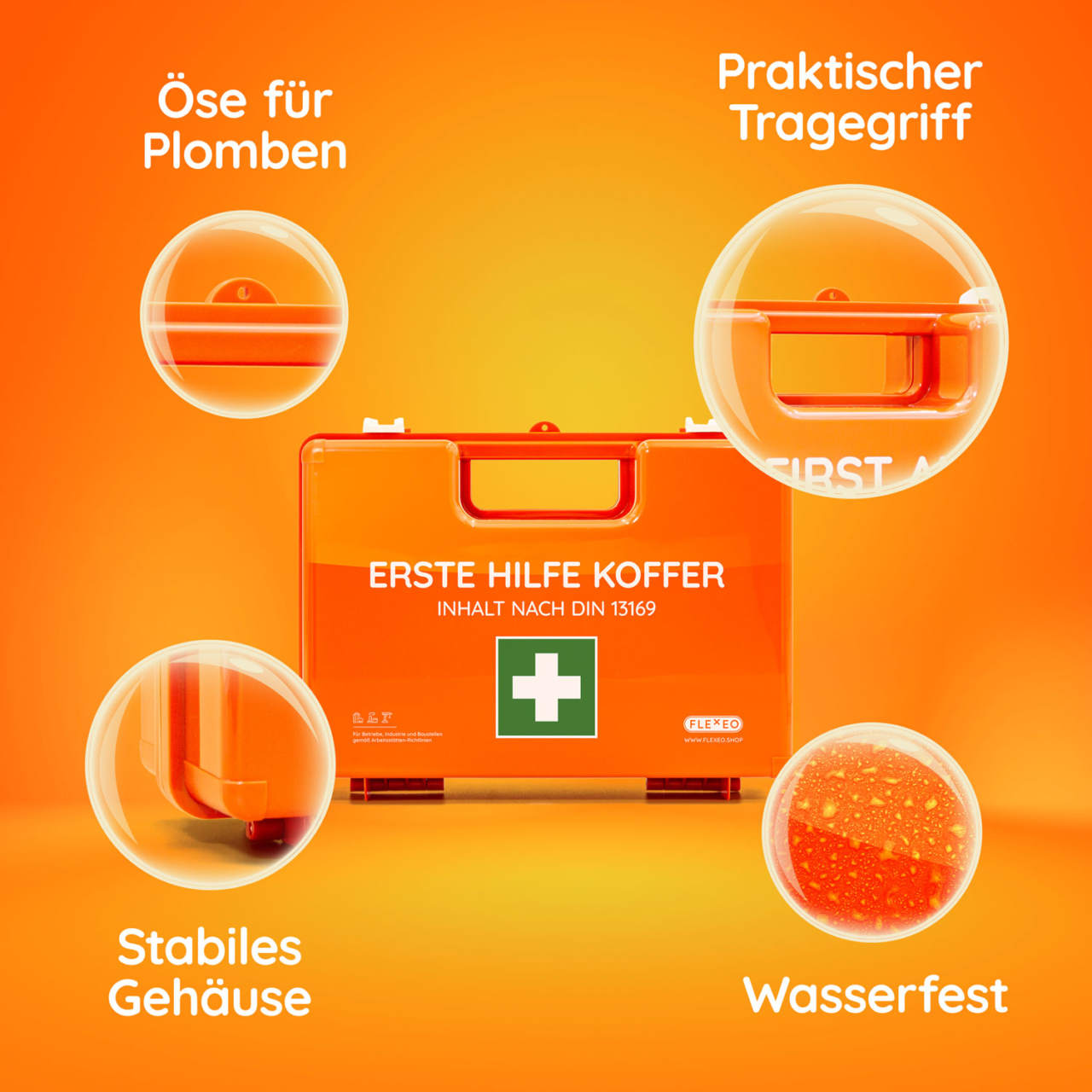 Erste-Hilfe-Koffer mit Inhalt orange
