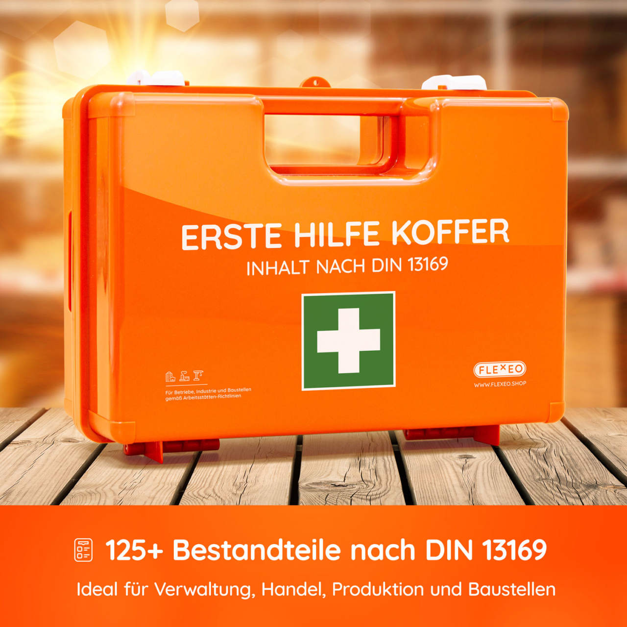 Erste-Hilfe Kasten Typ MAXI, DIN 13169-2021, orange