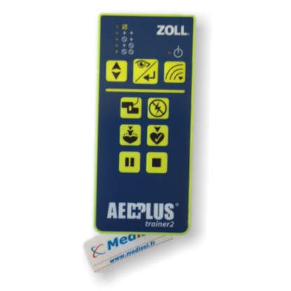 blaue Fernbedienung für Zoll Trainer 2 mit gelben Knöpfen