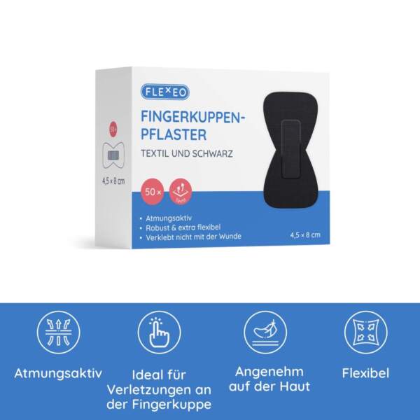 Paket Fingerkuppenpflaster mit Produktmerkmalen