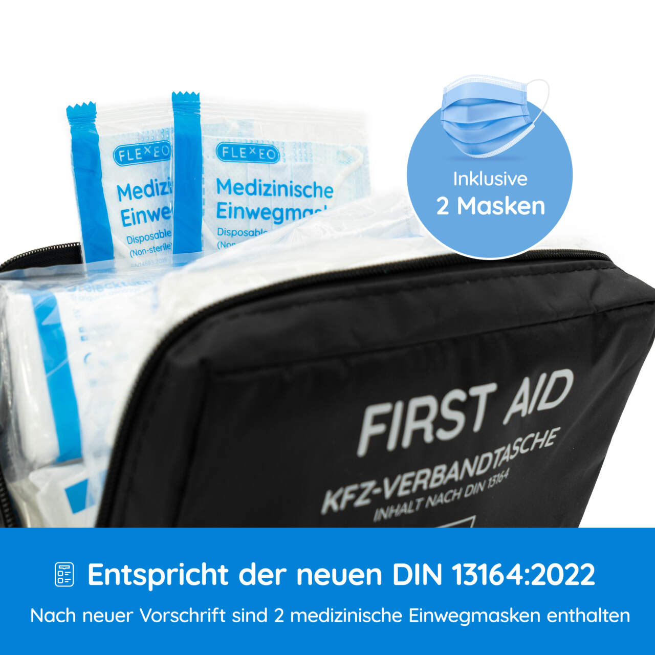 Die neue DIN 13164 Version 2022: Medizinische Masken im Kfz-Verbandskasten