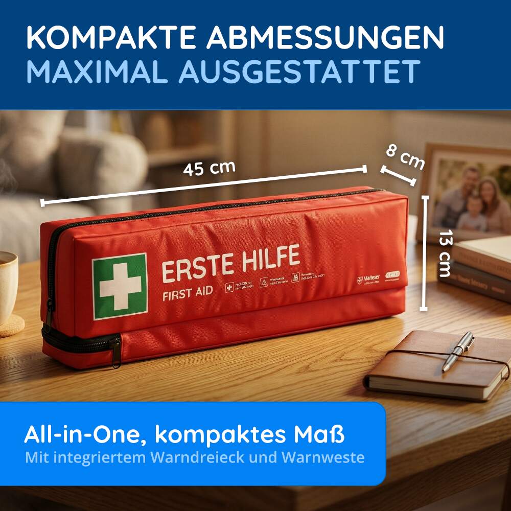 KFZ-Verbandtasche inkl. Warndreieck und Warnweste, rot – Bild 4