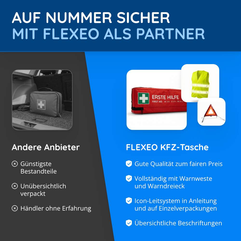 KFZ-Verbandtasche inkl. Warndreieck und Warnweste, rot – Bild 7