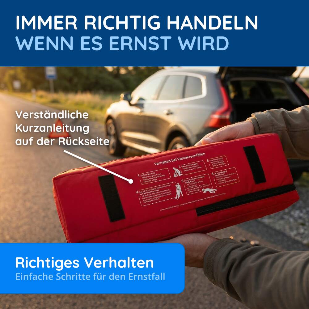 KFZ-Verbandtasche inkl. Warndreieck und Warnweste, rot – Bild 5