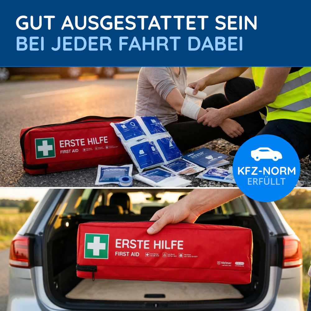 KFZ-Verbandtasche inkl. Warndreieck und Warnweste, rot – Bild 8