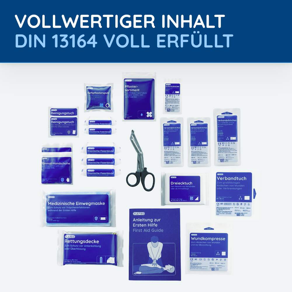 KFZ-Verbandtasche inkl. Warndreieck und Warnweste, DIN 13164, rot – Bild 6