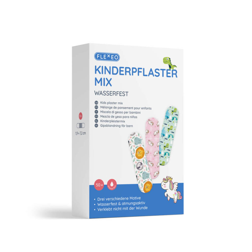 Packung mit bunten Kinderpflastern
