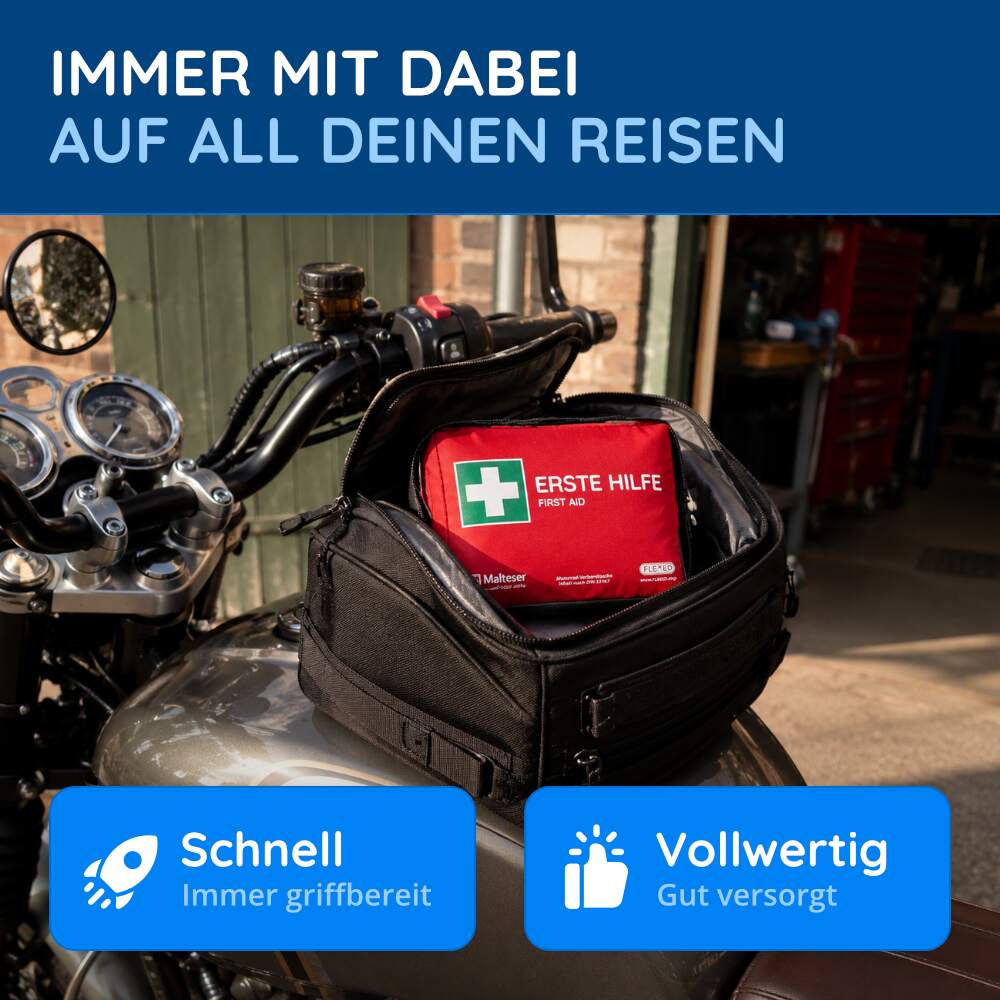 Motorrad Erste Hilfe Tasche nach DIN 13167, mit Warnweste, rot – Bild 3