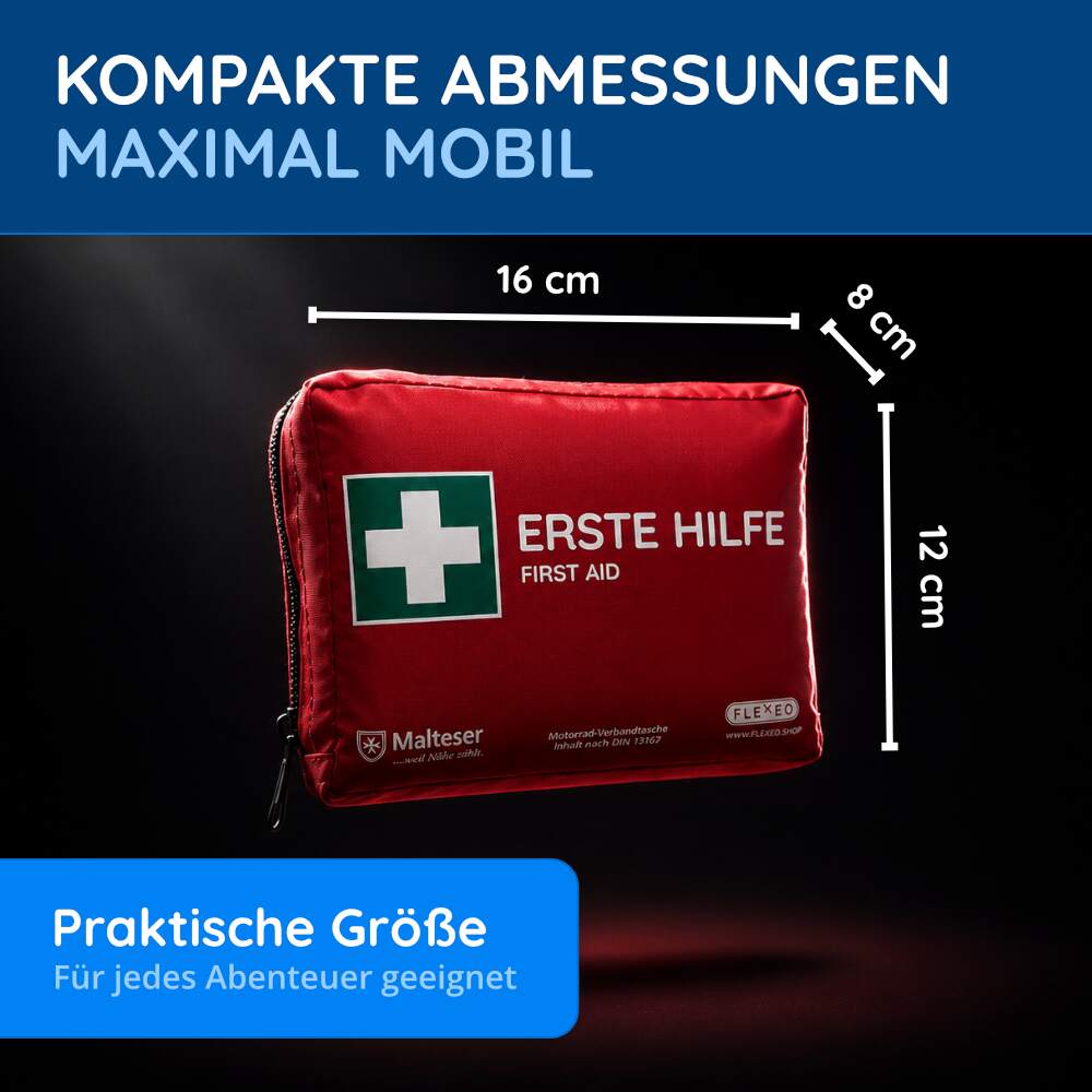 Motorrad Erste Hilfe Tasche nach DIN 13167, mit Warnweste, rot – Bild 4