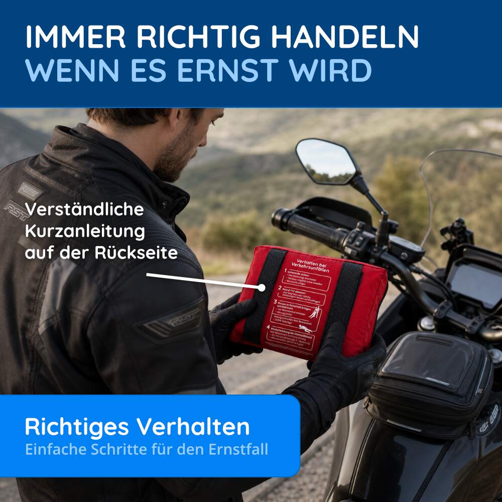 Motorrad Erste Hilfe Tasche nach DIN 13167, mit Warnweste, rot – Bild 5