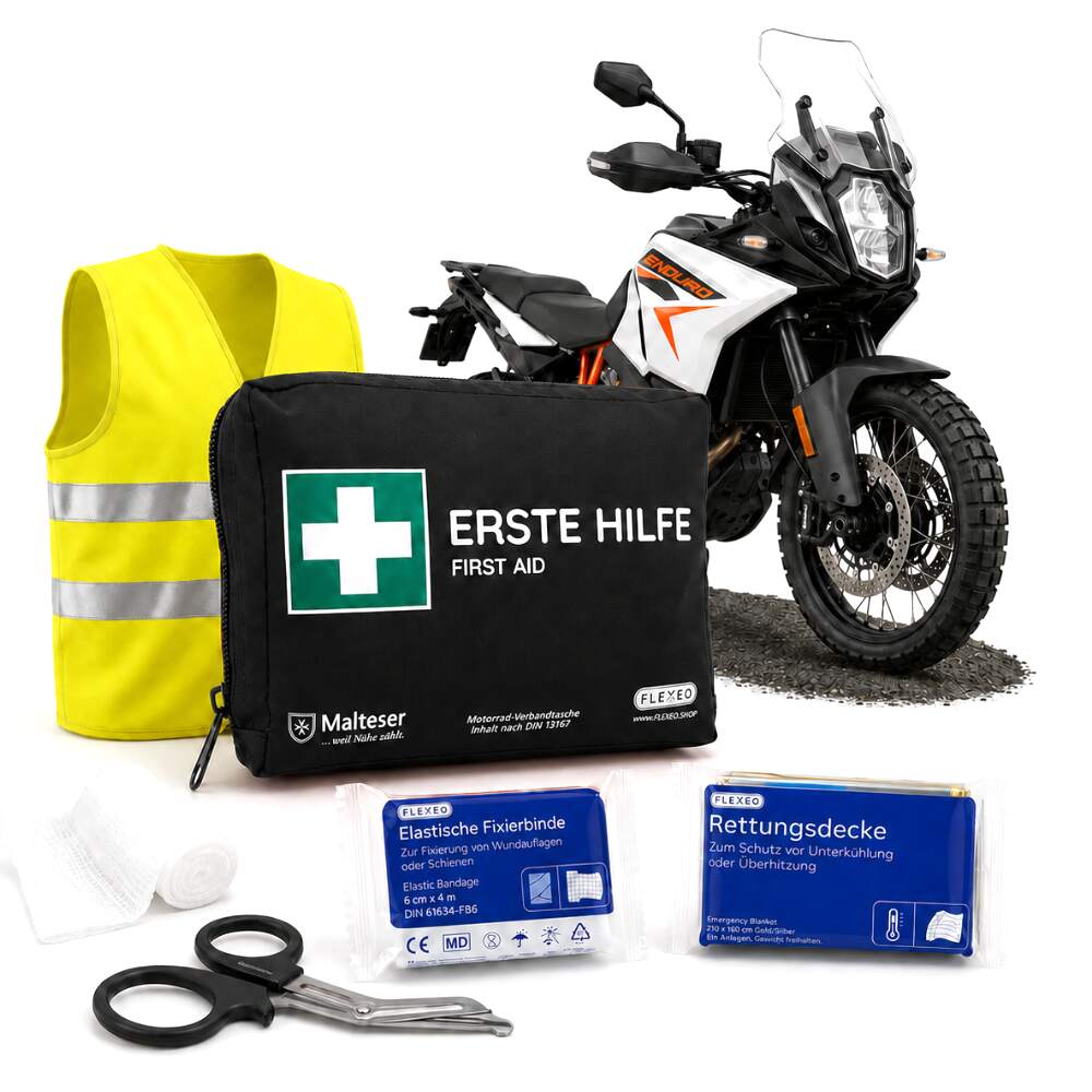Motorrad Erste Hilfe Tasche nach DIN13167, schwarz