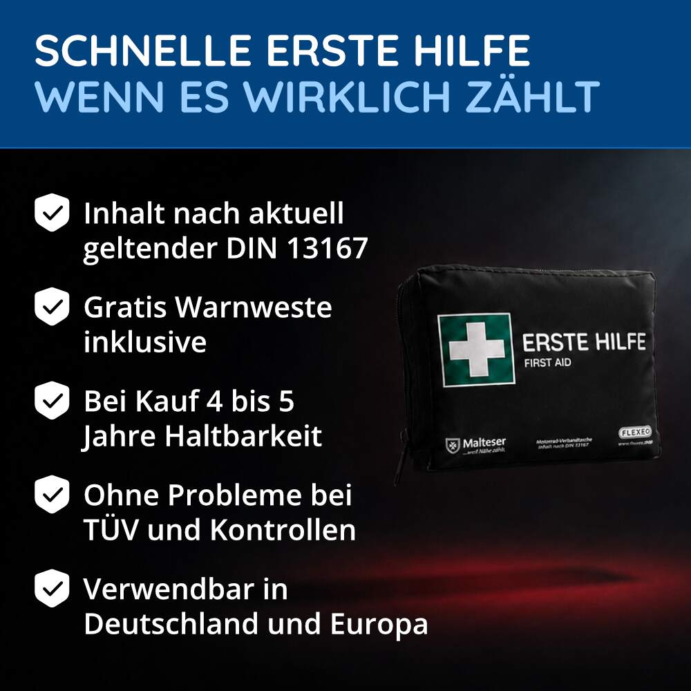 Motorrad Erste Hilfe Tasche nach DIN13167, schwarz – Bild 2