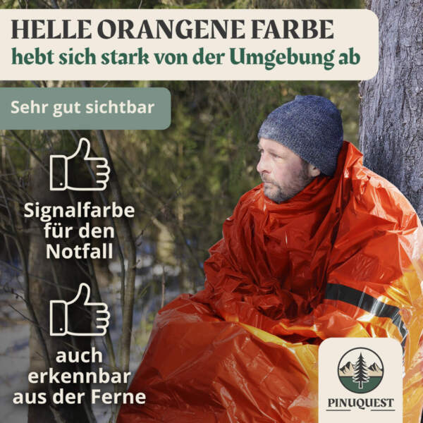 Hellorangene Notfall-Biwaksack für hohe Sichtbarkeit