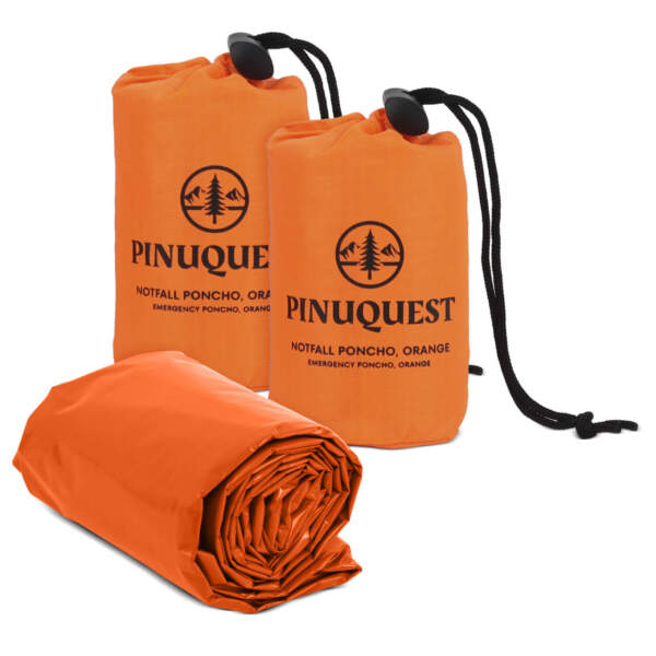 2er Set Notfall-Regenponcho in orange