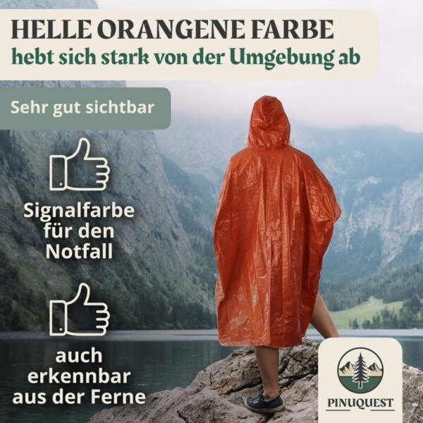 Hellorangene Notfall-Poncho für hohe Sichtbarkeit