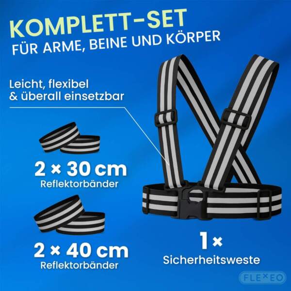 Reflektierendes Komplett-Set für Arme, Beine und Körper