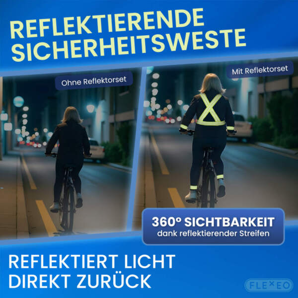360° Sichtbarkeit bei Dunkelheit dank reflektierender Streifen