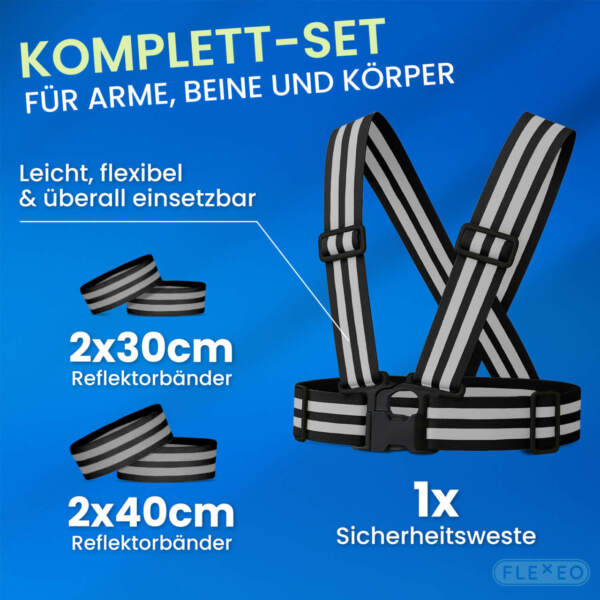 Reflektierendes Komplett-Set für Arme, Beine und Körper