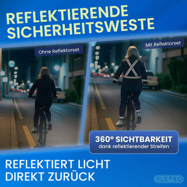360° Sichtbarkeit bei Dunkelheit dank reflektierender Streifen