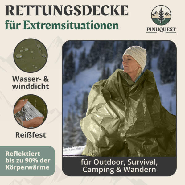 Wasser- und winddichte, reißfeste Rettungsdecke für Extremsituationen